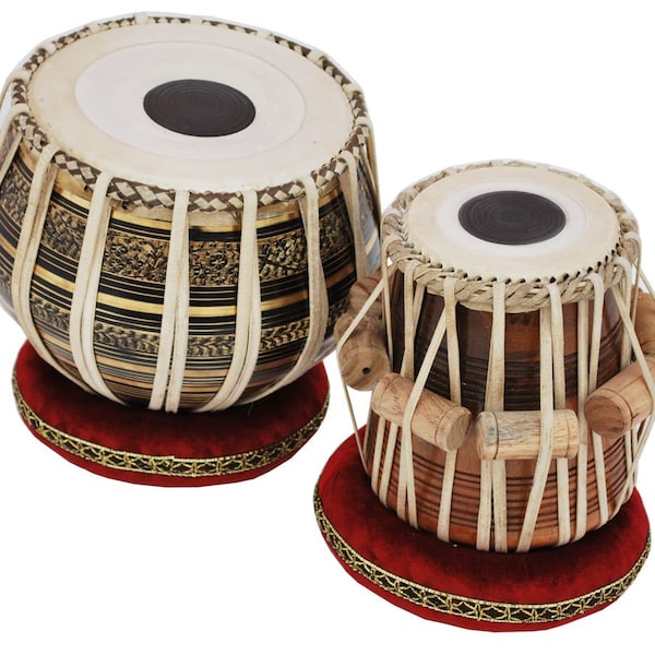 Sai musical Tabla Drum Set - Buy 2.5KG Black Brass Bayan, Finest Dayan with Book, Hammer, Cushions & Cover (PDI-EA)