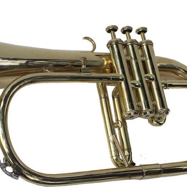 Queen Brass Natural Brass Flugel Horn 2016 Great Value 3-Valve Brass BB Flugelhorn MI 039