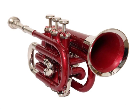 Bb PITCH POCKET Trumpet With Hard Case and MP, Red Colored 