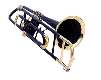 Trombone Bb Pitch Finish Brass Made W/Case+Mp BLACK