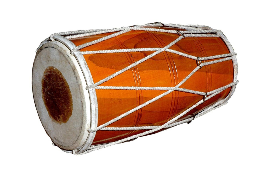 Handmade Wooden Dholak Indian Folk Musical Instrument Drum Etsy