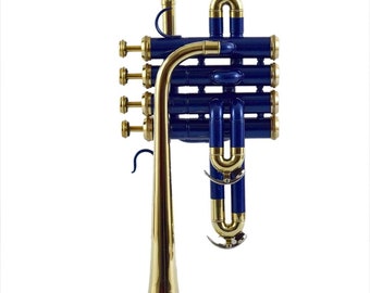 Piccolo  Trumpet Bb Pitch Blue Lacqured  With  Hard Case  And  Mp