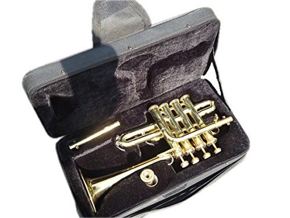 SAI Musicals Piccolo Trumpet, Brass Polish, With Hard Case & Mouthpiece 