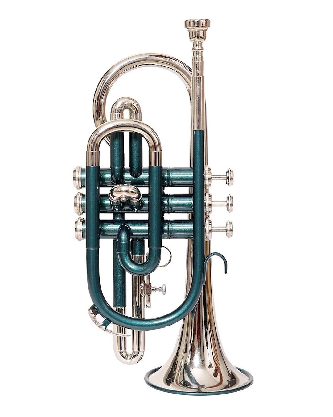 Sai Musical Shop Cornet Bb Pitch Green Colornickle Silver With Case and ...