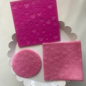 Timbro per fondente con cuori e fiori, goffratore/debosser