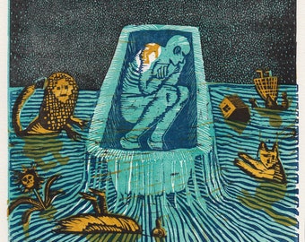 Linocut print "Island of Complaints"