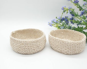 2 x Cesta Mini Cesta de Crochê Cestas de Armazenamento no Quarto Banheiro Decoração de Casa Algodão Feito à Mão Lavável Páscoa Decoração de Páscoa
