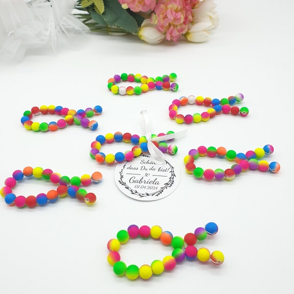 Guest gift personalized fish beads 7 x 4 cm colorful rainbow place of honor drip protection candles communion confirmation baptism table decoration