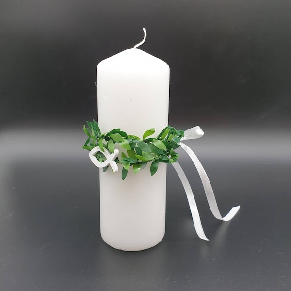 Falda de vela pez verde protección contra goteo para velas, comunión, confirmación, bautismo, boda, cumpleaños, decoración de mesa