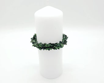 Protezione antigoccia per candele, gonna per candele, candela per battesimo, ghirlanda di bosso, decorazione da tavola verde, comunione, cresima, battesimo, matrimonio, compleanno, decorazione da tavola