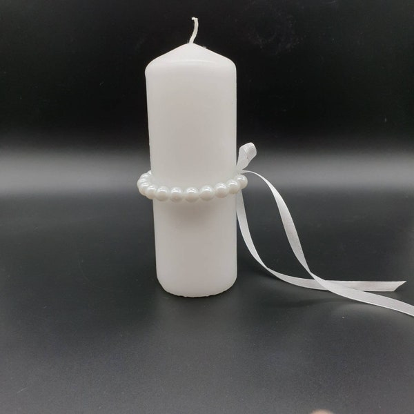 Candle skirt pearls white drip protection baptism candle table decoration communion confirmation baptism wedding candle birthday table decoration
