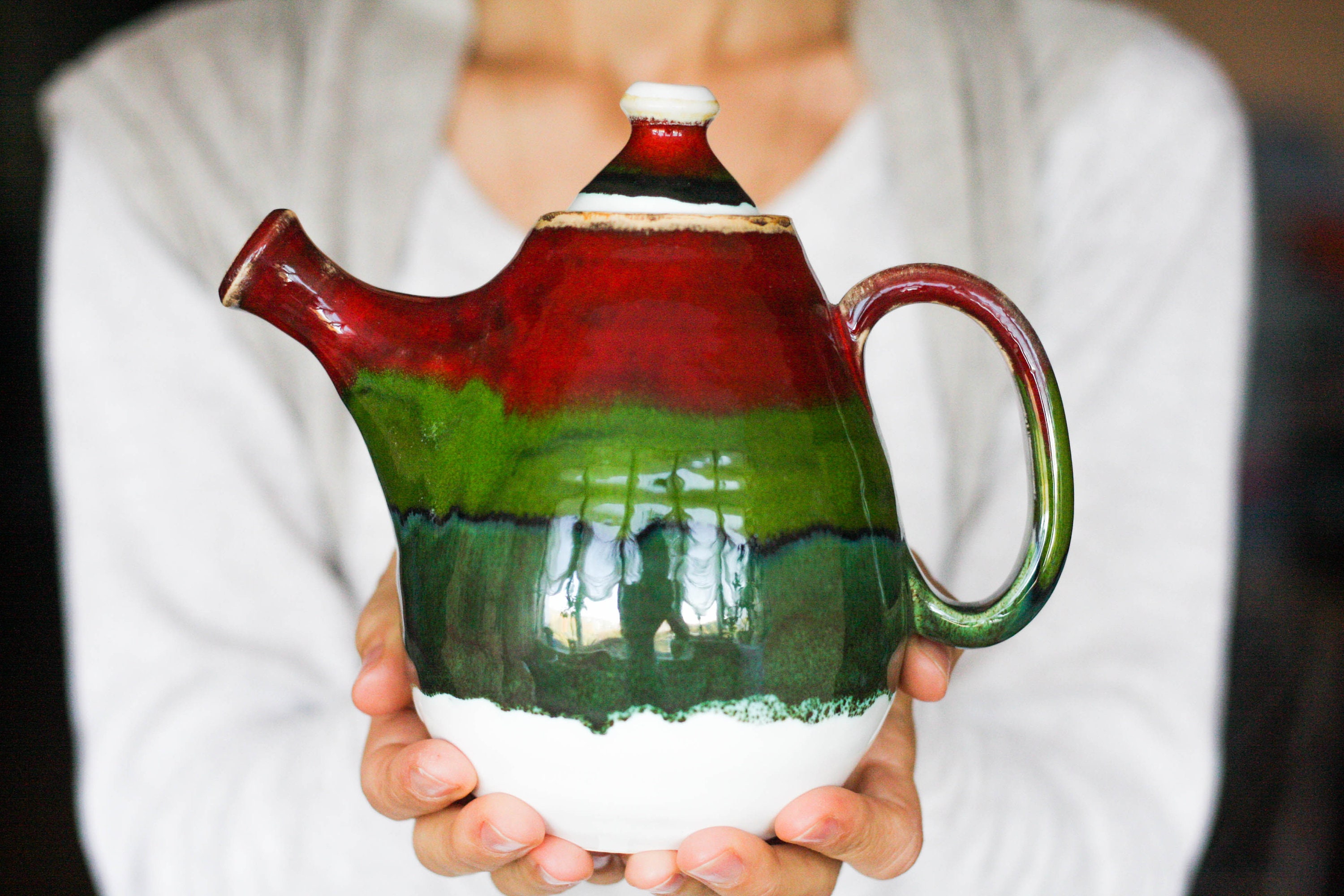 Rainbow teapot Colorful tea pot Multi color coffee pot Bright Etsy