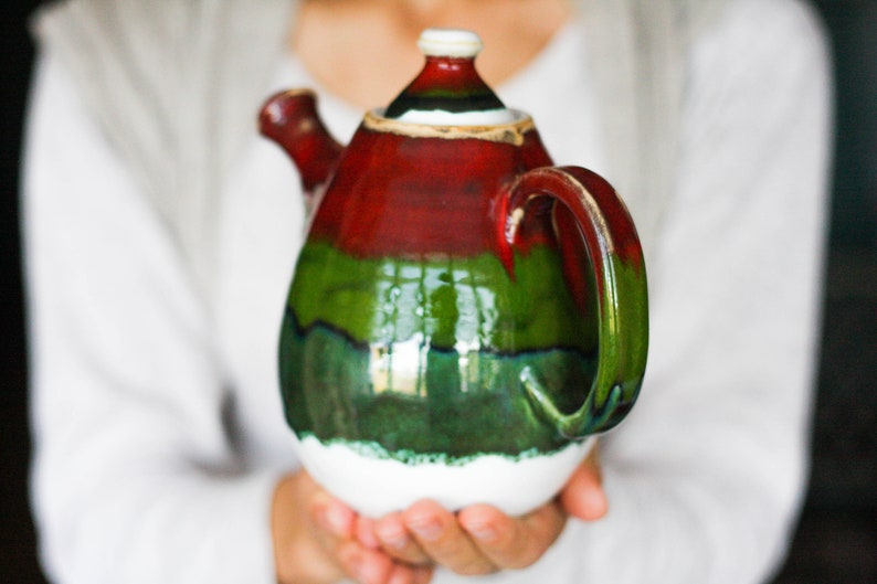 Rainbow teapot Colorful tea pot Multi color coffee pot Bright Etsy