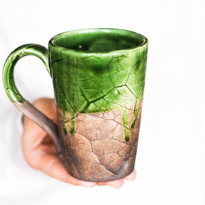 Nature mug Herb mug Large coffee mug Pottery mug Nature lover gift Flower mug Organic ceramic Leaf mug Unique pottery Maple leaf cup Father