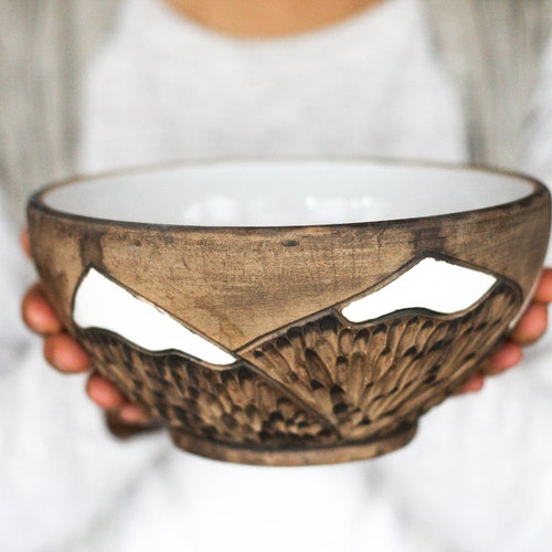 Large Pottery Serving Bowl Etsy
