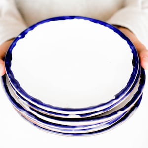 Blue plate Color plate Small Plate Pottery plates Ring plate Pottery saucer Wedding plate Plates sets Dinner plate Decor plates Golden plate
