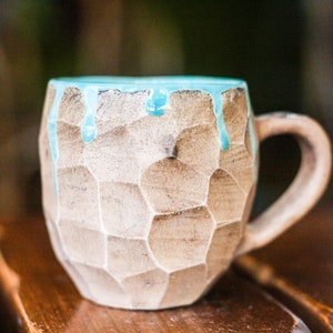 Geometric mug English cut Abstract mug Coffee mug Pottery mug Ceramic mug Blue mug Unique mug Turquoise mug Hostess gift Hosewarming gift