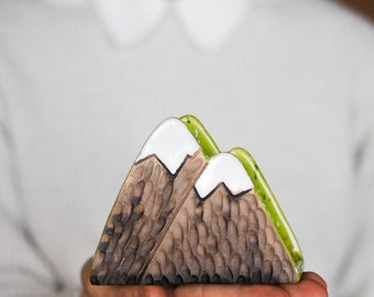 Mountains Ceramic napkin holder Kitchen utensil New home gift Tissue holder Letter holder Paper holder Sponge holder Housewarming gift