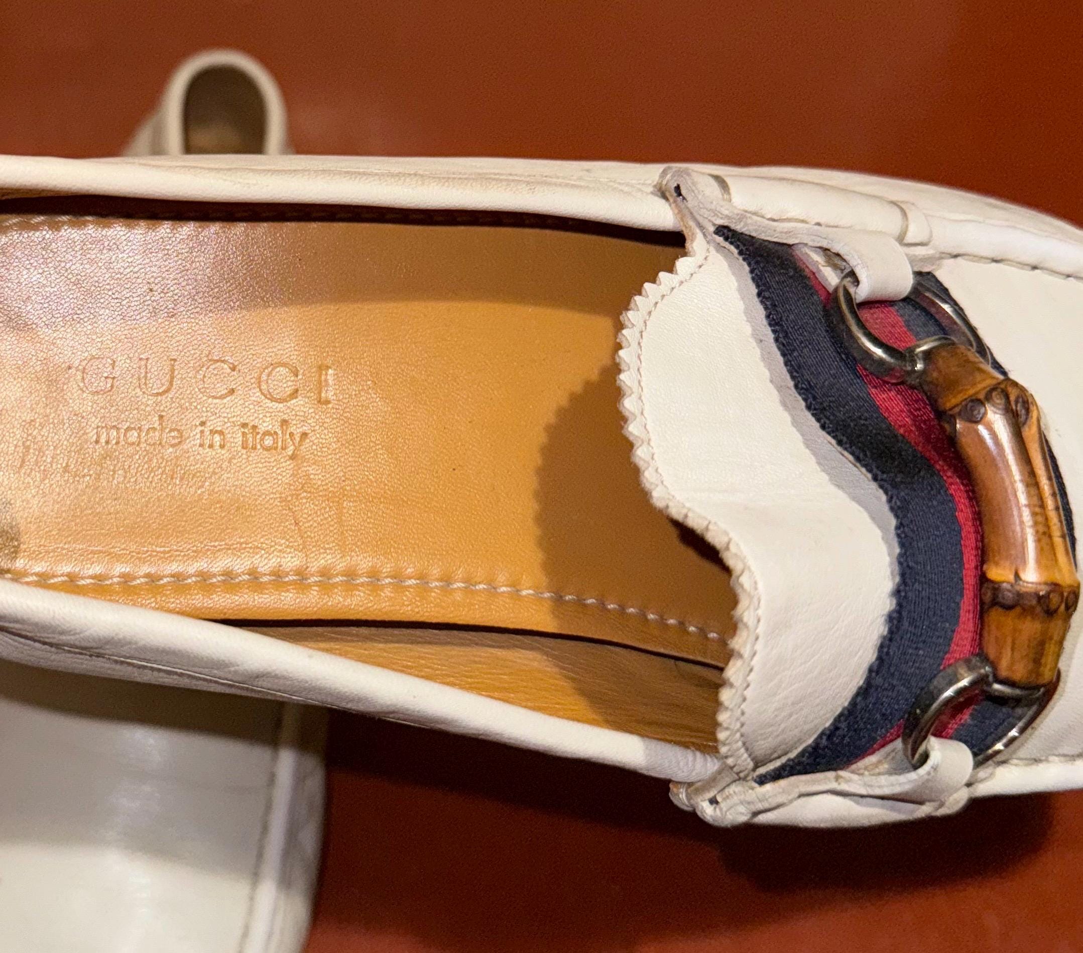 Gucci Lather Loafers White, Bamboo Loafers 282734 - Etsy