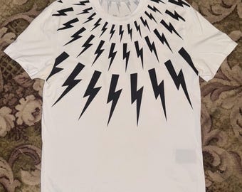 Rare Neil Barrett Thunderbolt Black White Slim Fit Size S t shirt for men
