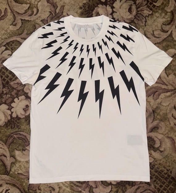 Neil Barrett, Rare Neil Barrett Thunderbolt Black White Slim Fit Size S t shirt for men
