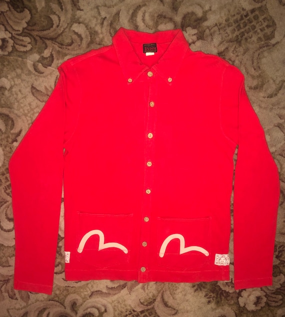 evisu cotton button over shirt, cardigan
