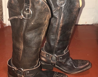 Rare, original Golden Goose women’s brown Leather Cowboy Boots, size 36, Made In Italy, kozak shoes Y2K