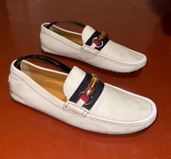 Gucci Lather Loafers White Bamboo Loafers 282734 Etsy Canada