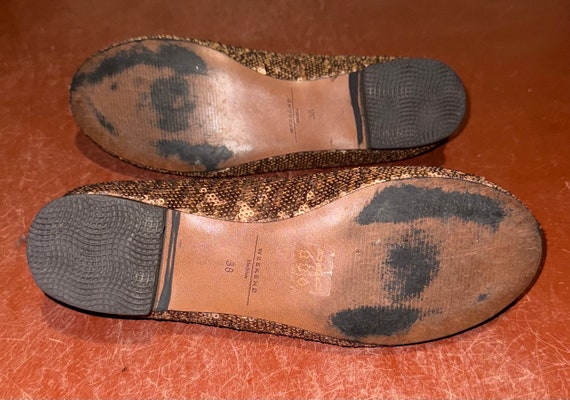 MAX MARA Size 7 Gold Brown Sparkly Loafer Flats Rare, Original Max Mara Weekend Gold Glitter Covered Leather  main image 3