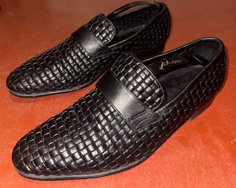 Zeldzaam testoni zwarte ademende zomerloafers leren zool, geweven penny loafer opvouwbare leren zool