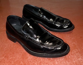 Rare, original vintage Gucci lather loafers black platform, slipon, monogram, logo Gucci