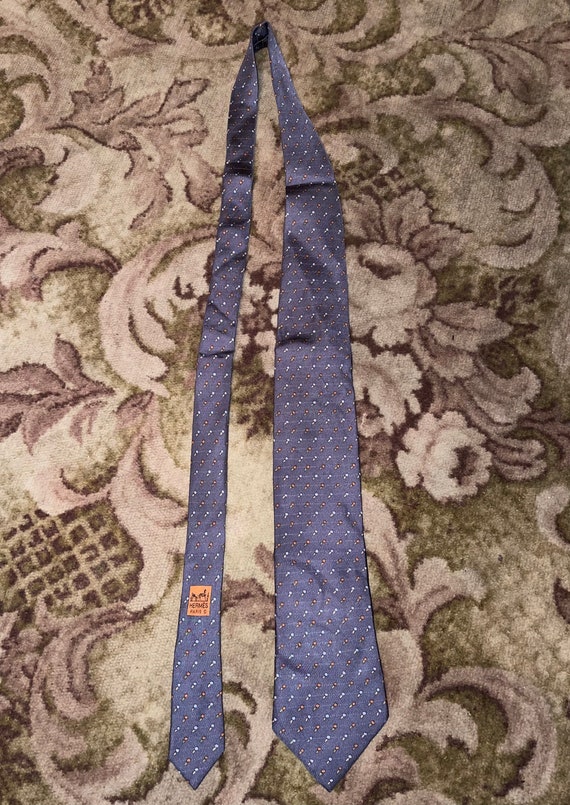 Hermès 100 Silk Tie Flower France 7827 UA Vintage… - image 2