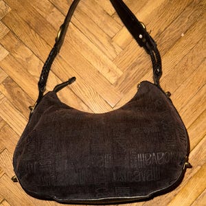 RARE vintage just cavalli  brown monogram leather and canvas velour bag