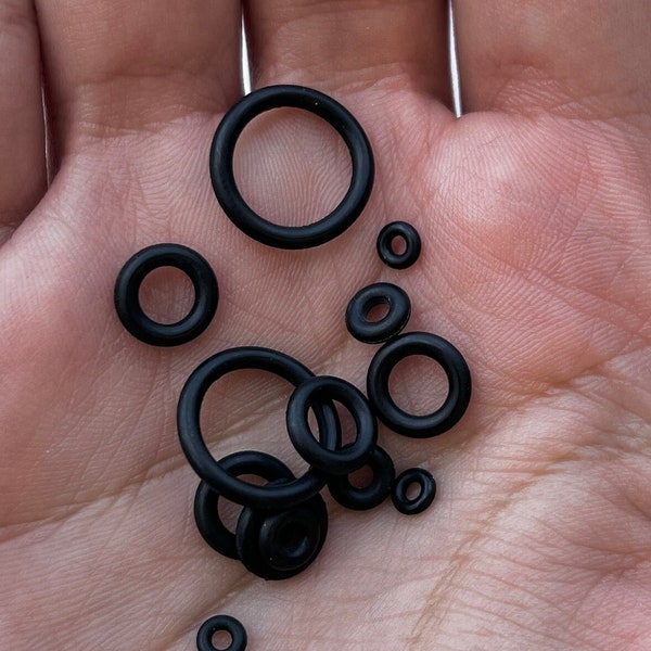 20PCS Black Replacement Rubber O Rings for Ear Tunnel Gauges Plugs Tapers, Labret, Industrial, Cartilage, Retainer Piercing O-Ring 1.2-12mm