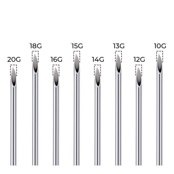 316L Surgical Steel Body Piercing Needles 10G 12G 13G 14G 15G 16G 18G 20G Hollow Puncture Needles Disposable Sterile DIY Piercing Tools Kits