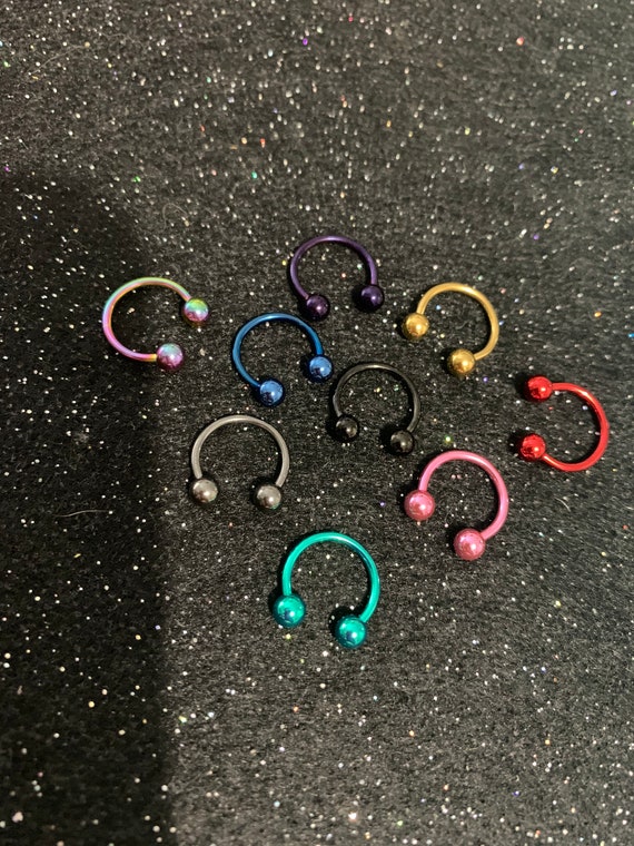 14G Anodized Titanium Horseshoe Barbell one Pair. - Etsy