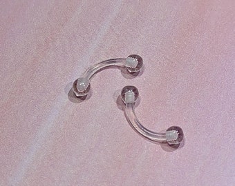 16g Curved Barbell Eyebrow Piercing Retainer Jewelry Snake Eyes Tongue Rings Bioflex Clear Retainer Belly Ring Helix Tragus Piercing Jewelry