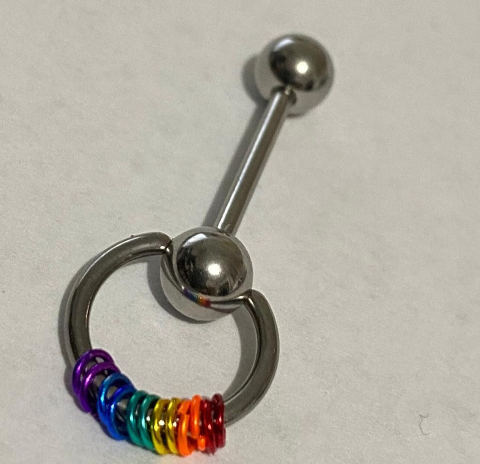 Tongue ring barbell Door Knocker with Rainbow hoops design 14 Etsy