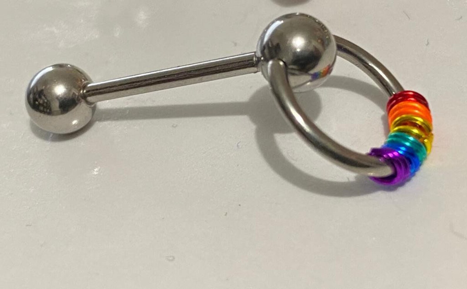 Tongue ring barbell Door Knocker with Rainbow hoops design 14 Etsy