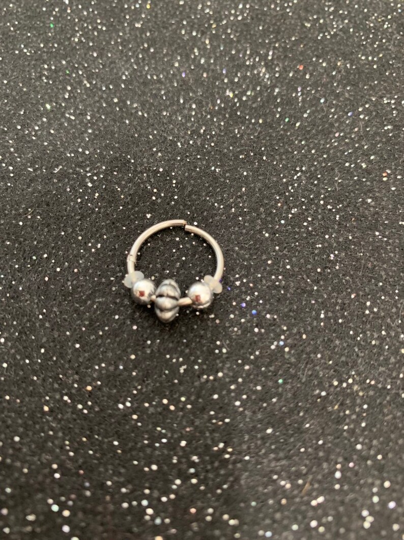 Septum Ring Surgical steel hinged ring clicker with metallic charm
