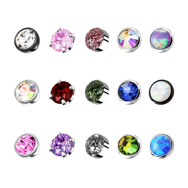 Titanium 14G Internally Threaded Loose Replacement Tops Dermal Piercing Jewelry 4mm Opal CZ Micro Dermal Anchor Tops Surface Skin Piercing