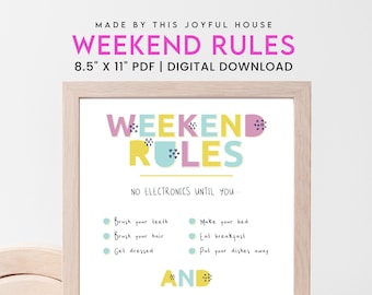 Weekend Rules Printable | Screen Time Rules | PDF Digital Download