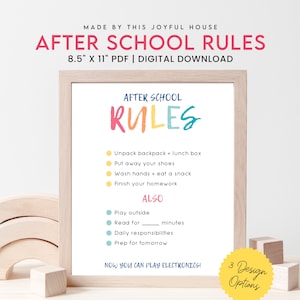 After School Rules Printable | Screen Time Rules | PDF Digital Download | Printable