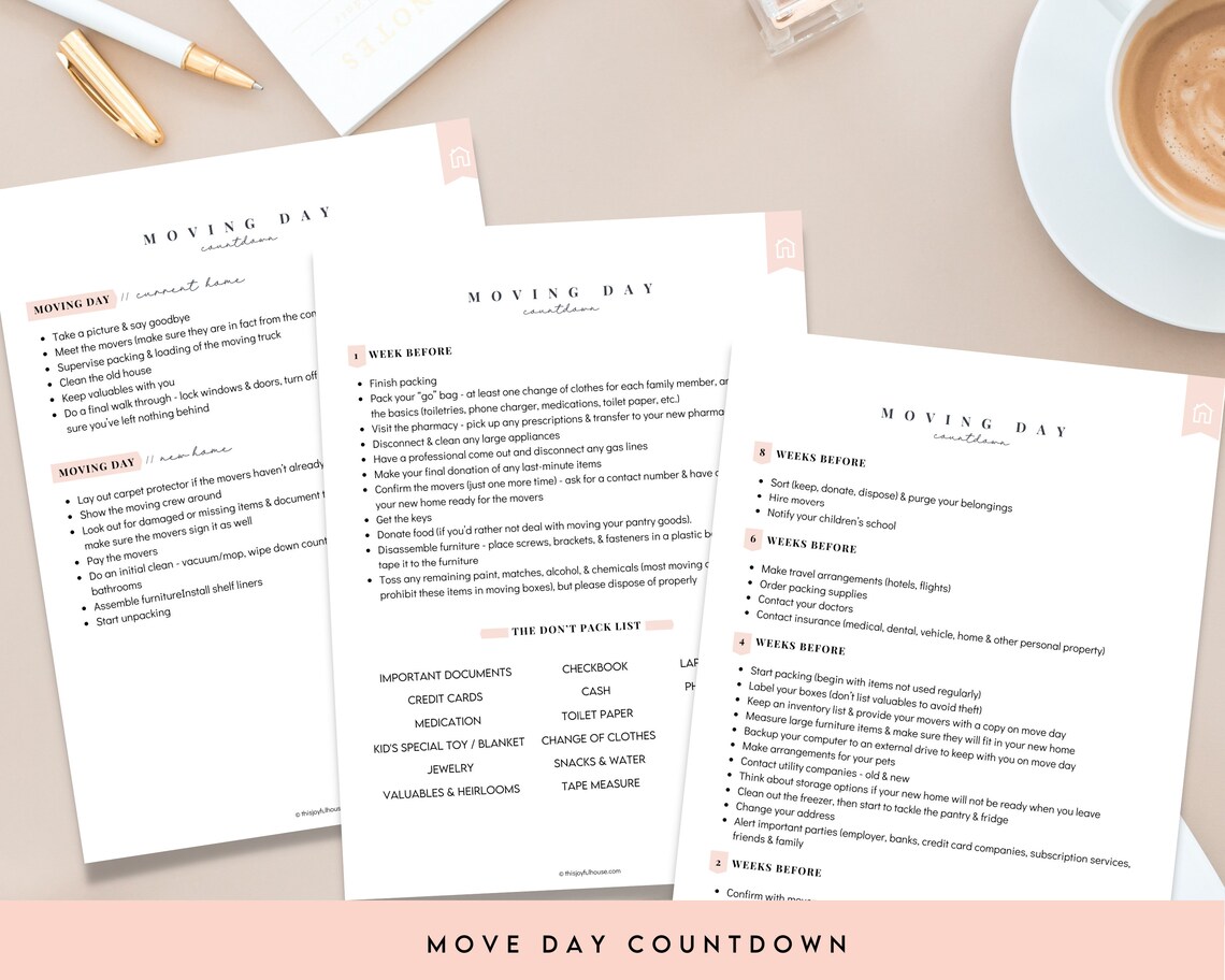Moving Planner and Checklist | Digital Download | Printable | Fillable ...