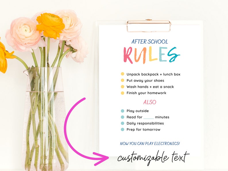 After School Rules Canva Template | Screen Time Rules | PDF Digital ...