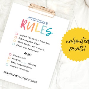 After School Rules Canva Template | Screen Time Rules | PDF Digital ...