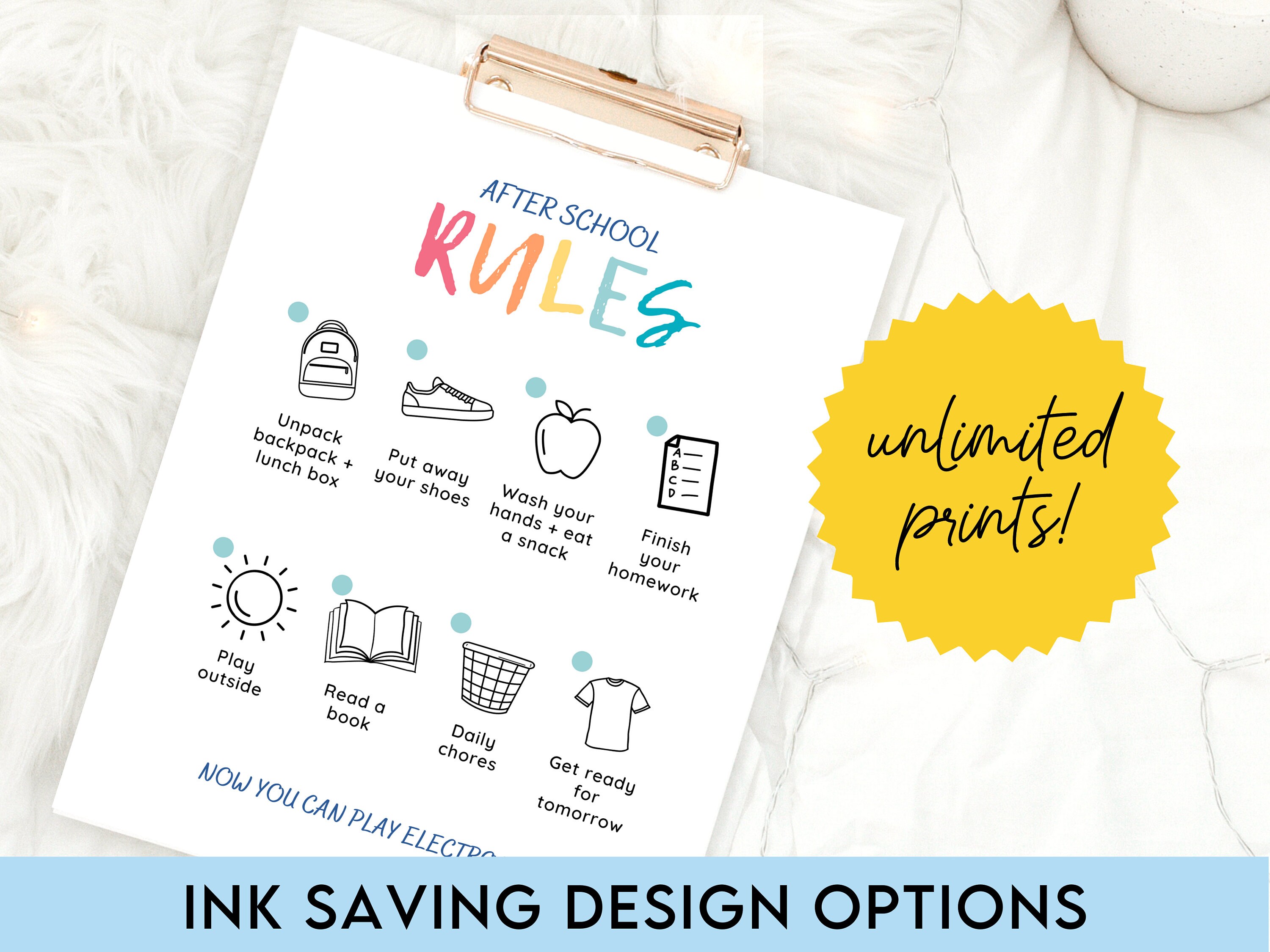 After School Rules Canva Template | Screen Time Rules | PDF Digital ...
