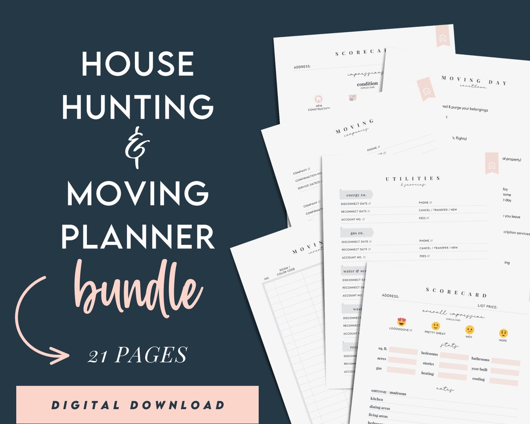 House Hunting + Moving Planner | Moving Checklist | Printable PDF ...