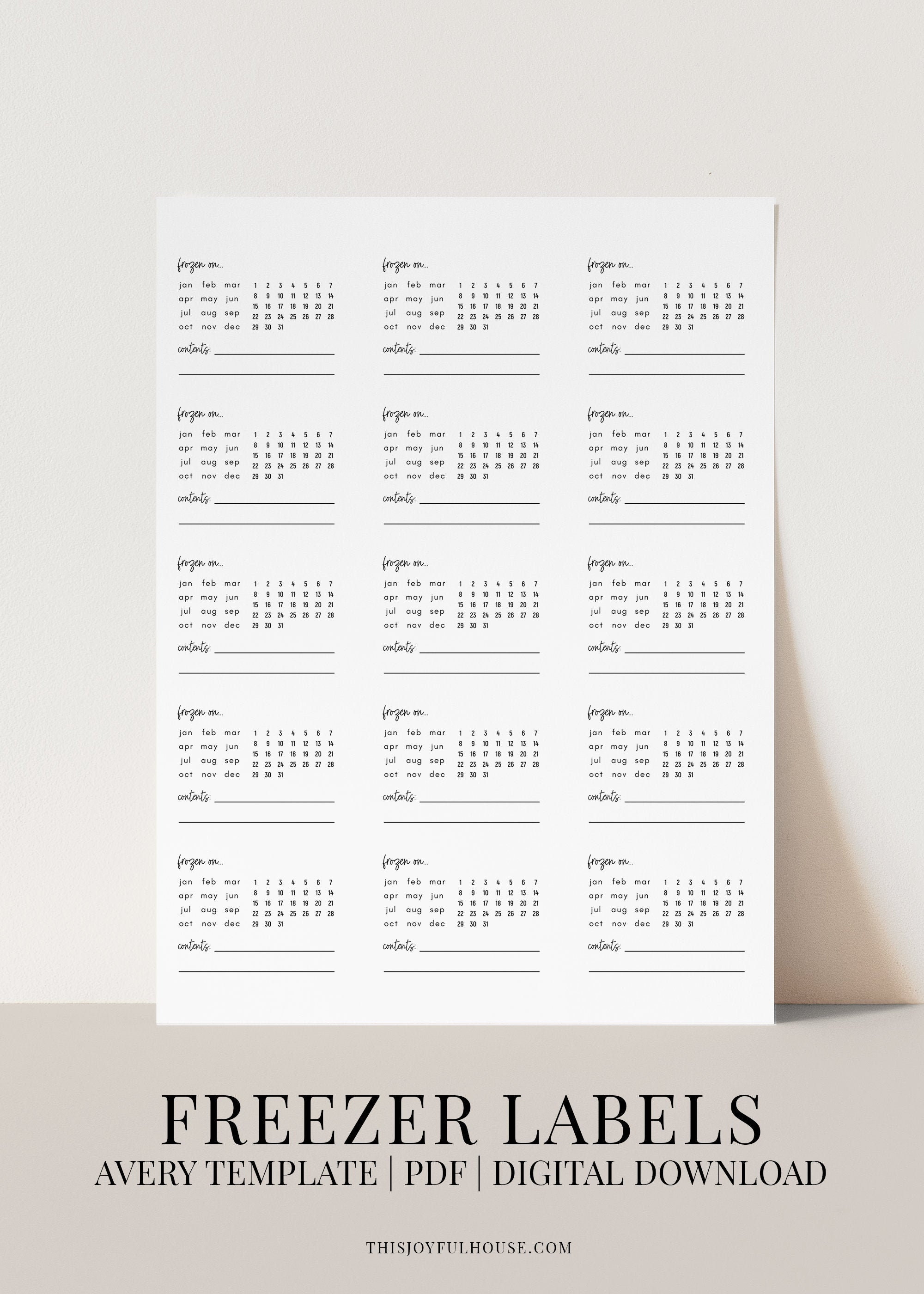 Avery freezer grade labels