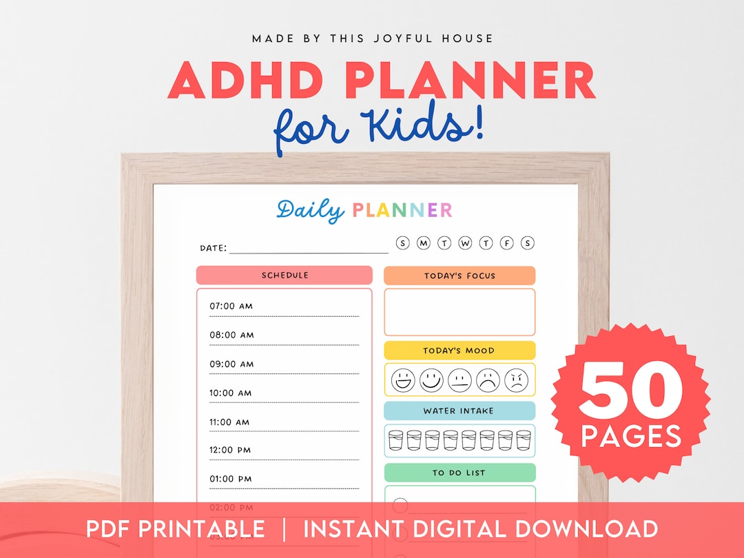 ADHD Planner for Kids | 50 Pages | PDF Digital Download | Printable - Etsy